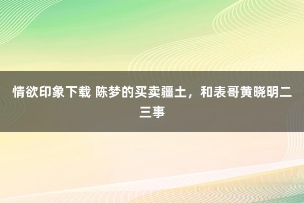 情欲印象下载 陈梦的买卖疆土，和表哥黄晓明二三事