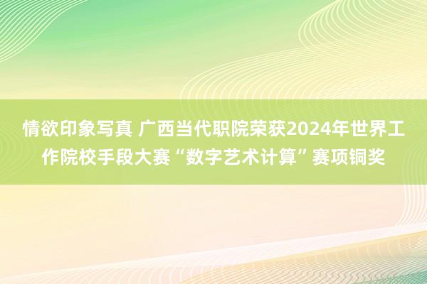 情欲印象写真 广西当代职院荣获2024年世界工作院校手段大赛“数字艺术计算”赛项铜奖