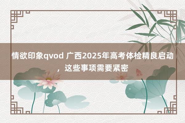 情欲印象qvod 广西2025年高考体检精良启动，这些事项需要紧密