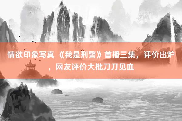 情欲印象写真 《我是刑警》首播三集，评价出炉，网友评价大批刀刀见血