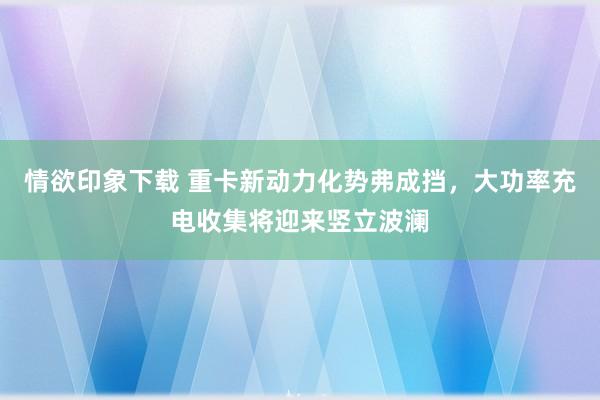 情欲印象下载 重卡新动力化势弗成挡，大功率充电收集将迎来竖立波澜