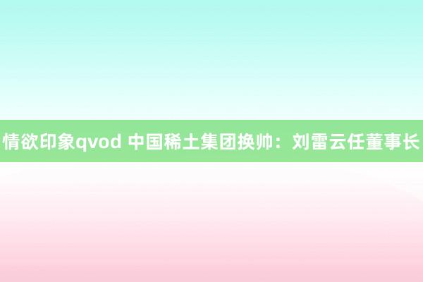 情欲印象qvod 中国稀土集团换帅：刘雷云任董事长