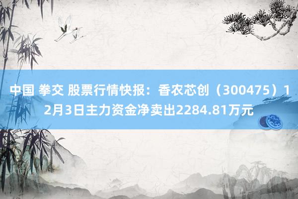 中国 拳交 股票行情快报：香农芯创（300475）12月3日主力资金净卖出2284.81万元