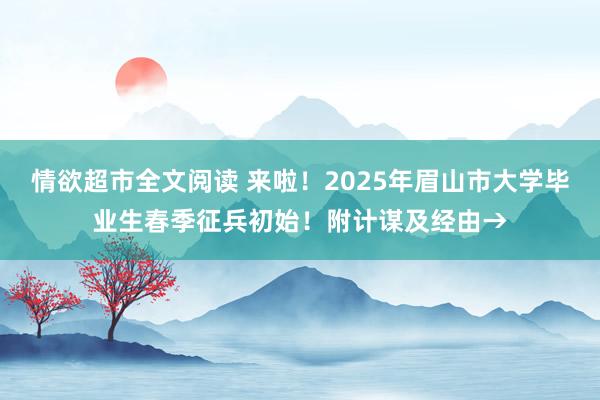 情欲超市全文阅读 来啦！2025年眉山市大学毕业生春季征兵初始！附计谋及经由→