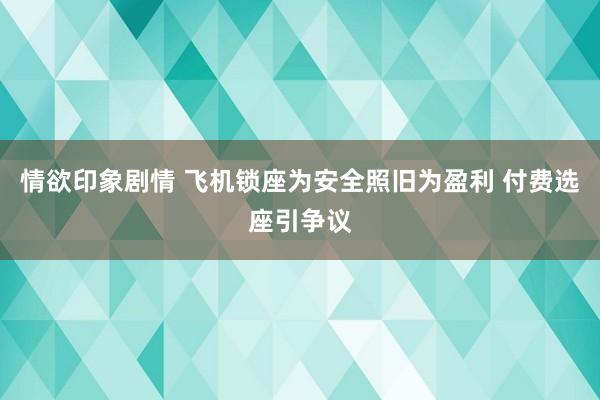 情欲印象剧情 飞机锁座为安全照旧为盈利 付费选座引争议