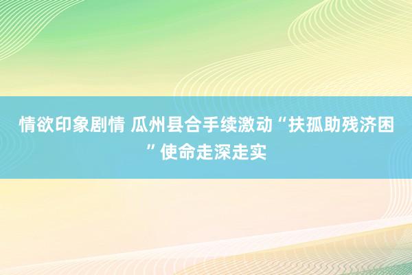 情欲印象剧情 瓜州县合手续激动“扶孤助残济困”使命走深走实