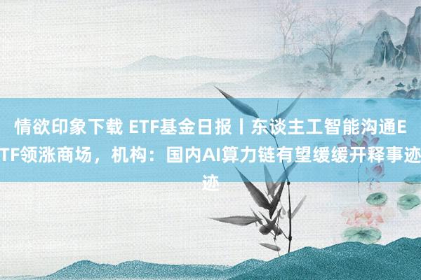 情欲印象下载 ETF基金日报丨东谈主工智能沟通ETF领涨商场，机构：国内AI算力链有望缓缓开释事迹