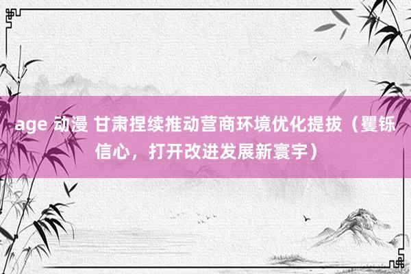 age 动漫 甘肃捏续推动营商环境优化提拔（矍铄信心，打开改进发展新寰宇）