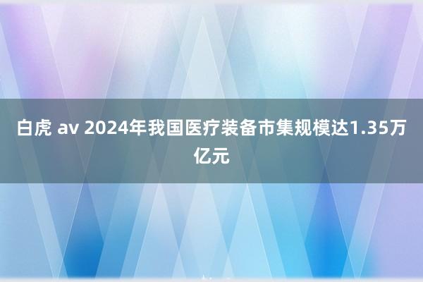 白虎 av 2024年我国医疗装备市集规模达1.35万亿元