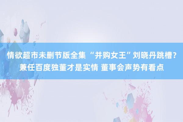 情欲超市未删节版全集 “并购女王”刘晓丹跳槽？兼任百度独董才是实情 董事会声势有看点