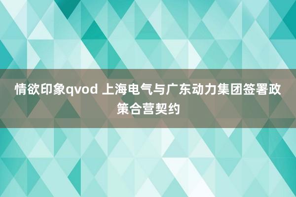 情欲印象qvod 上海电气与广东动力集团签署政策合营契约