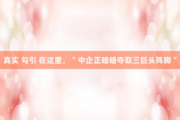 真实 勾引 在这里，＂中企正暗暗夺取三巨头阵脚＂