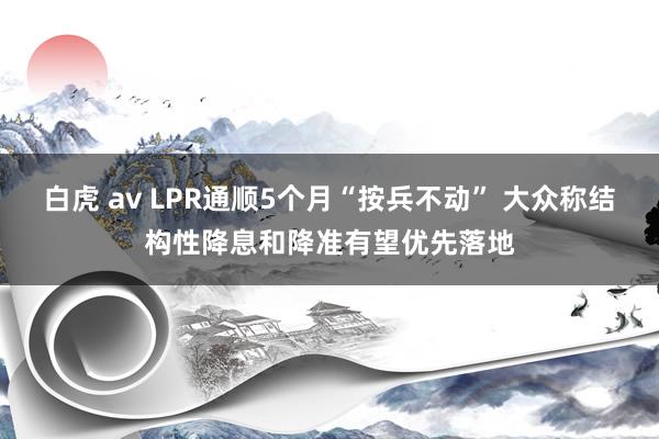白虎 av LPR通顺5个月“按兵不动” 大众称结构性降息和降准有望优先落地