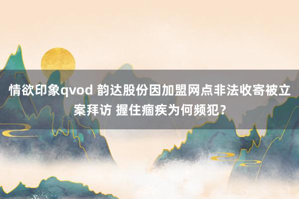 情欲印象qvod 韵达股份因加盟网点非法收寄被立案拜访 握住痼疾为何频犯？