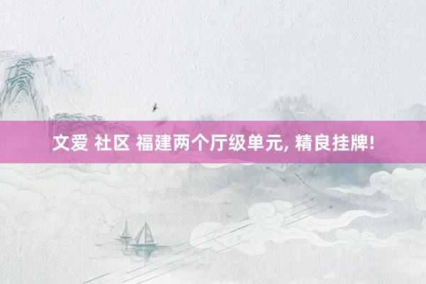 文爱 社区 福建两个厅级单元， 精良挂牌!