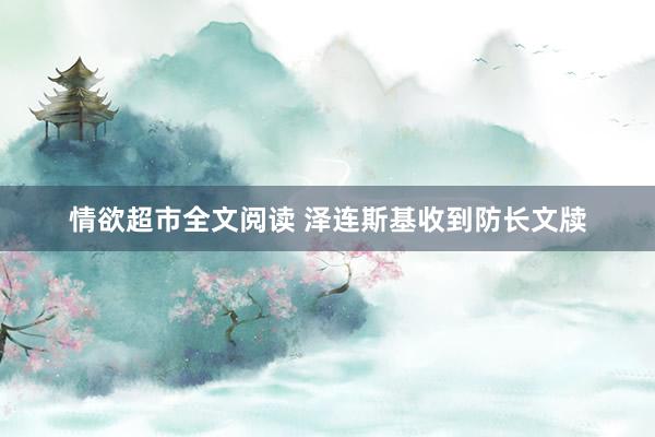 情欲超市全文阅读 泽连斯基收到防长文牍