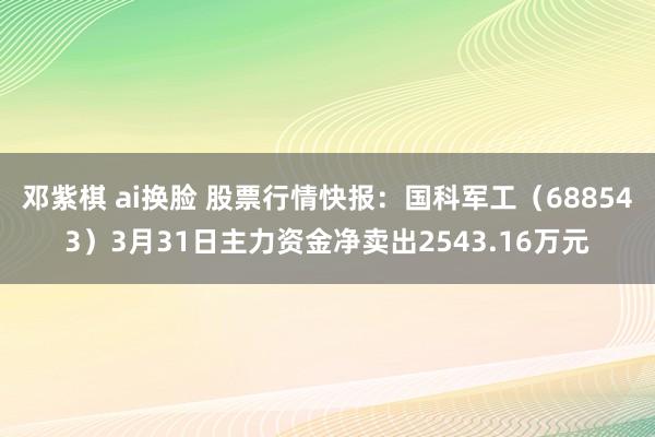 邓紫棋 ai换脸 股票行情快报：国科军工（688543）3月31日主力资金净卖出2543.16万元