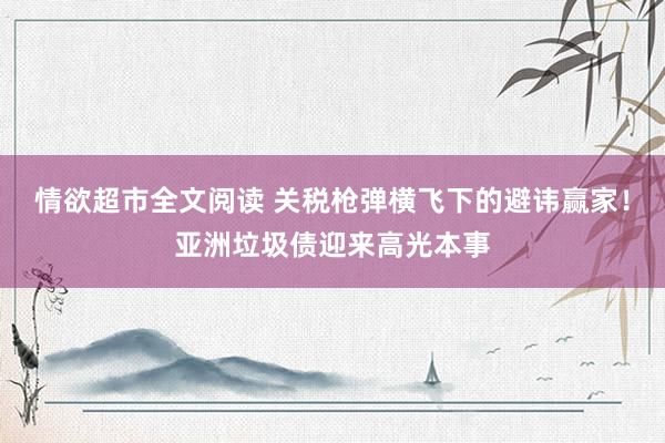 情欲超市全文阅读 关税枪弹横飞下的避讳赢家！亚洲垃圾债迎来高光本事