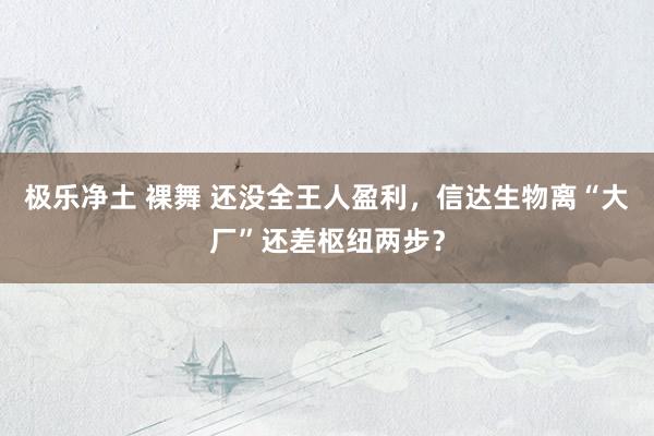 极乐净土 裸舞 还没全王人盈利，信达生物离“大厂”还差枢纽两步？
