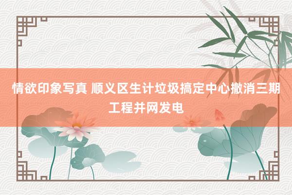 情欲印象写真 顺义区生计垃圾搞定中心撤消三期工程并网发电