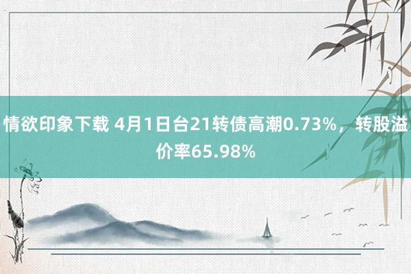 情欲印象下载 4月1日台21转债高潮0.73%，转股溢价率65.98%