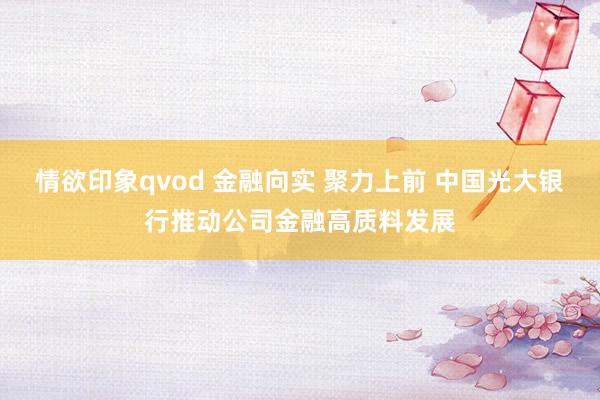 情欲印象qvod 金融向实 聚力上前 中国光大银行推动公司金融高质料发展