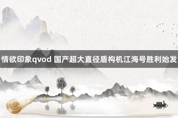 情欲印象qvod 国产超大直径盾构机江海号胜利始发
