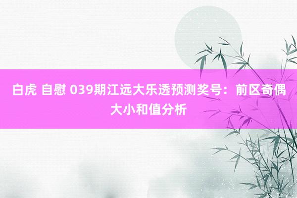 白虎 自慰 039期江远大乐透预测奖号：前区奇偶大小和值分析