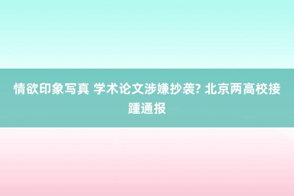 情欲印象写真 学术论文涉嫌抄袭? 北京两高校接踵通报