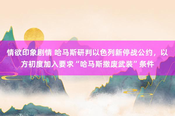 情欲印象剧情 哈马斯研判以色列新停战公约，以方初度加入要求“哈马斯撤废武装”条件