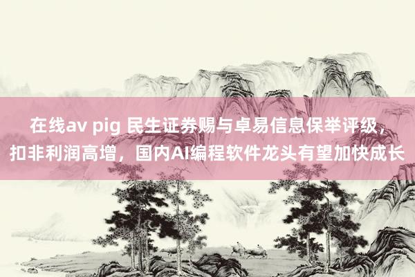 在线av pig 民生证券赐与卓易信息保举评级，扣非利润高增，国内AI编程软件龙头有望加快成长