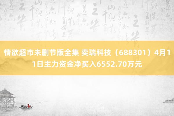 情欲超市未删节版全集 奕瑞科技（688301）4月11日主力资金净买入6552.70万元