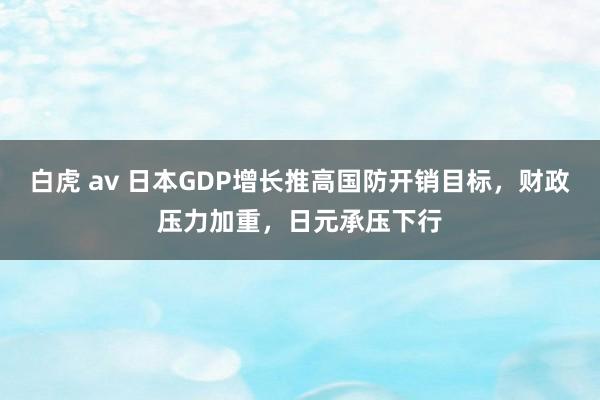 白虎 av 日本GDP增长推高国防开销目标，财政压力加重，日元承压下行