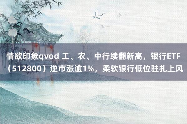 情欲印象qvod 工、农、中行续翻新高，银行ETF（512800）逆市涨逾1%，柔软银行低位驻扎上风