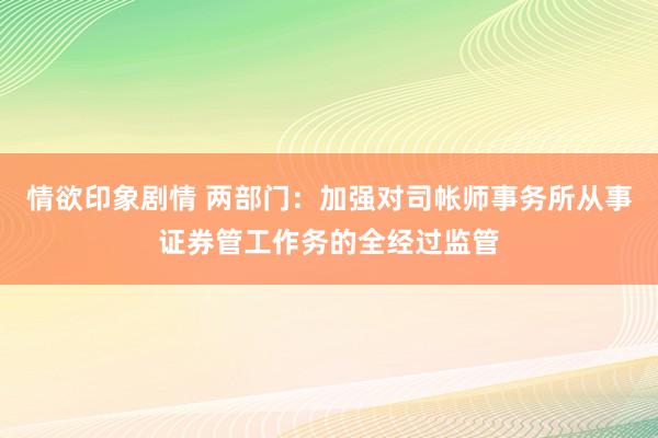 情欲印象剧情 两部门：加强对司帐师事务所从事证券管工作务的全经过监管