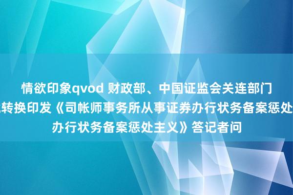 情欲印象qvod 财政部、中国证监会关连部门讲求东说念主就转换印发《司帐师事务所从事证券办行状务备案惩处主义》答记者问